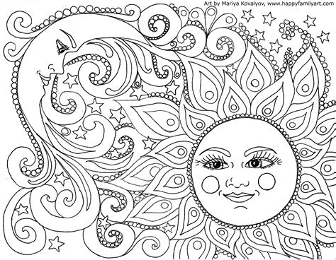 celestial coloring pages|adult coloring pages sun moon.